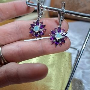 Unheated  Amethyst Fire Opal Rhodolite Garnet 925 Sterling Silver NWOT